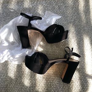 Schutz Keefa Platform Sandal Black Nubuck Leather, 7M